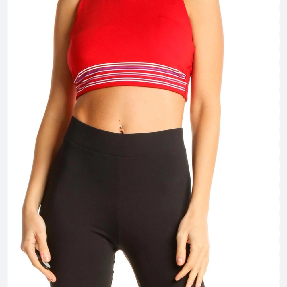 NWT GapFit Clean Classic Pure Red Striped Low Support Sports Bra Large L